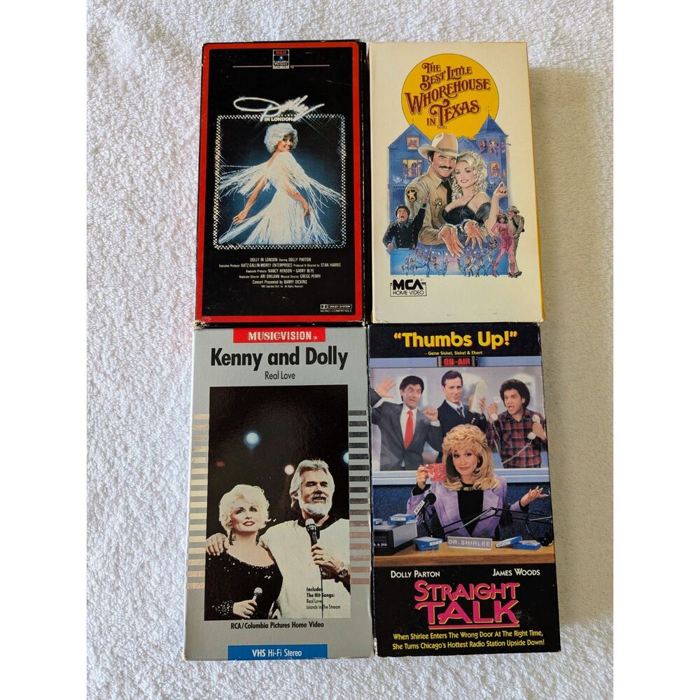 Dolly Parton VHS Lot of 4 Vintage Movies Concerts Kenny Rogers